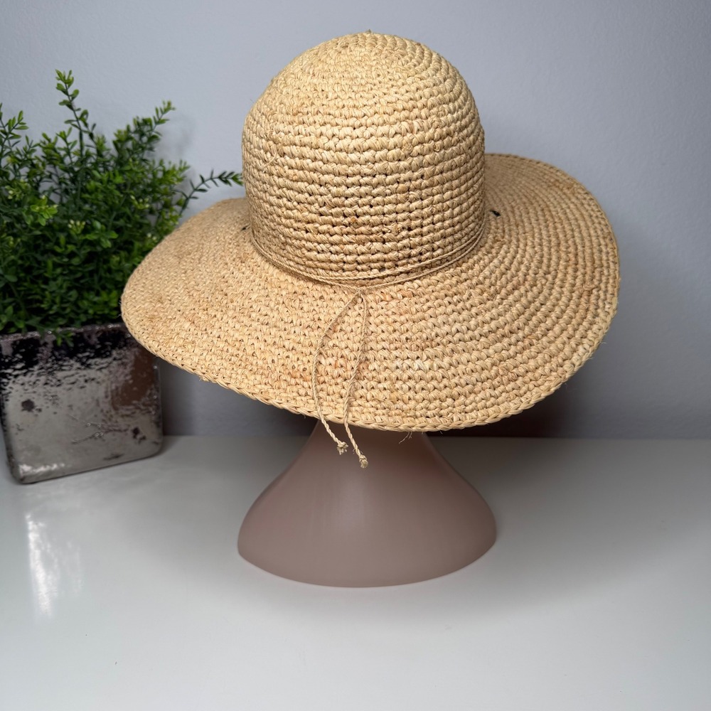 Scala Sun Hat Womens Tan Hand Woven Raffia Straw Wide Brim Boho OS - Picture 3 of 8